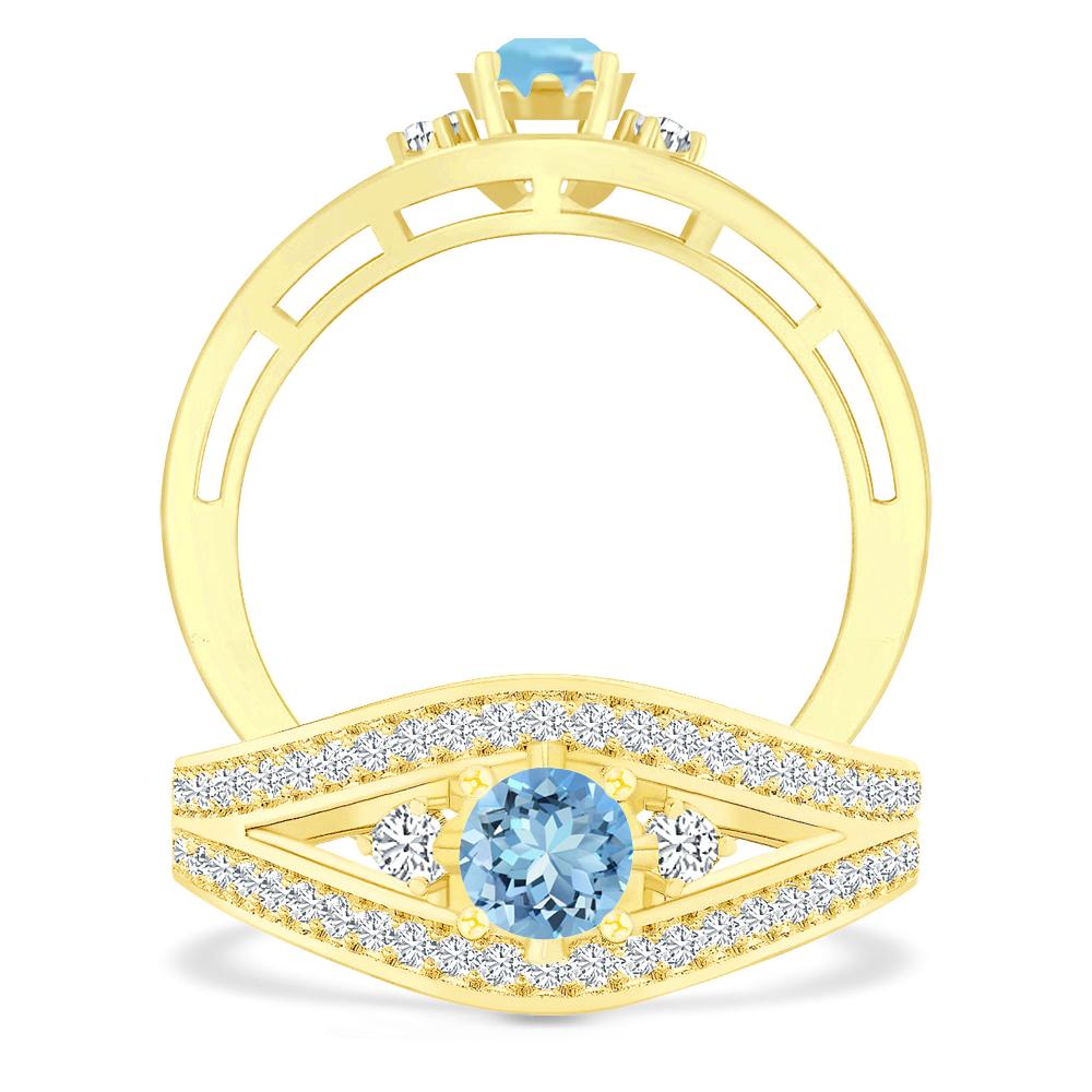 Yellow Gold - Aquamarine