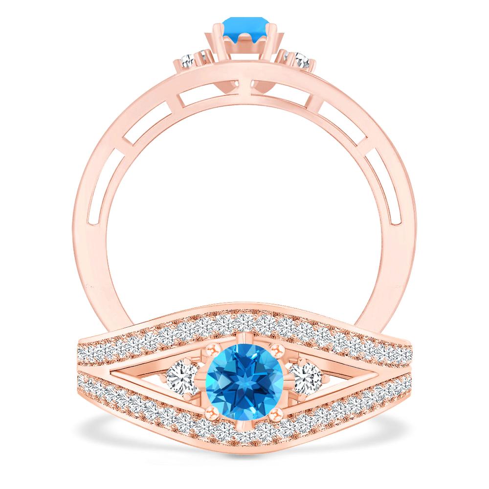 Rose Gold - Blue Topaz