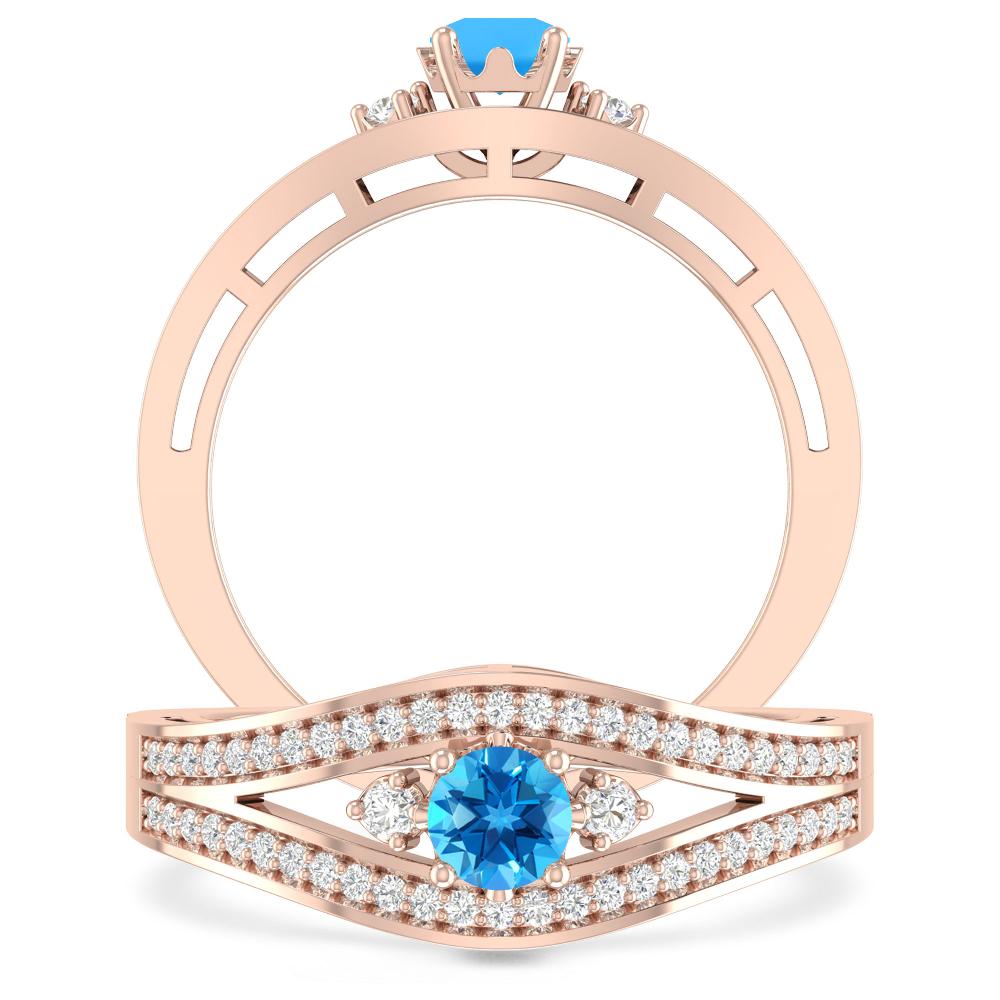 Rose Gold - Blue Topaz