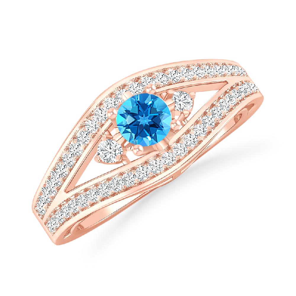 Rose Gold - Blue Topaz