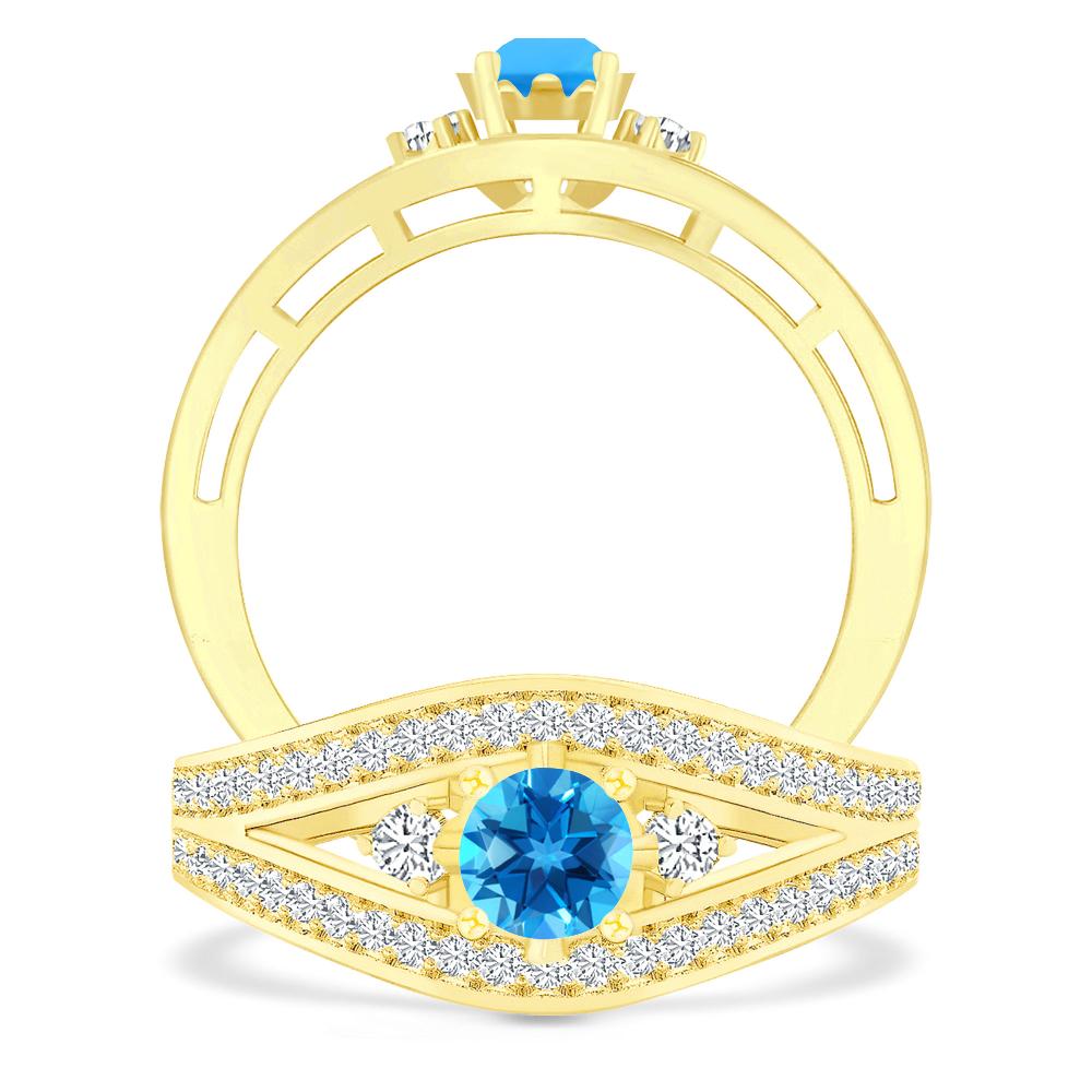 Yellow Gold - Blue Topaz