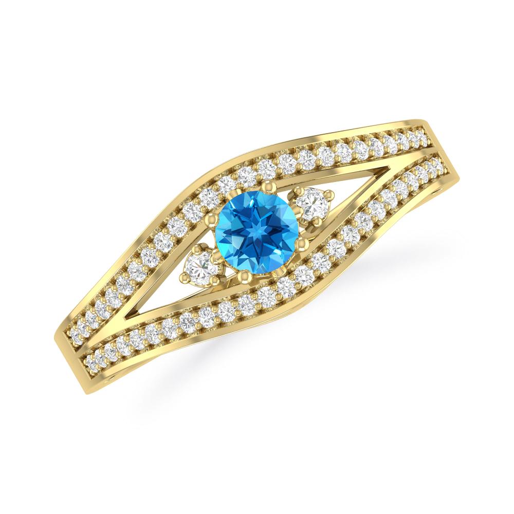 Yellow Gold - Blue Topaz