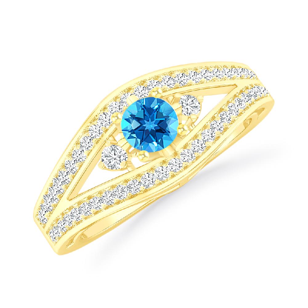 Yellow Gold - Blue Topaz