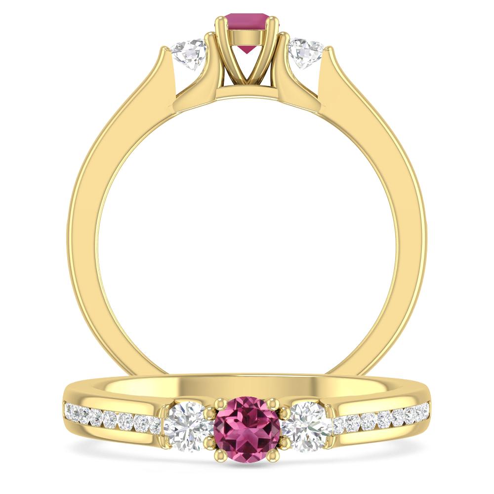 Yellow Gold - Pink Tourmaline