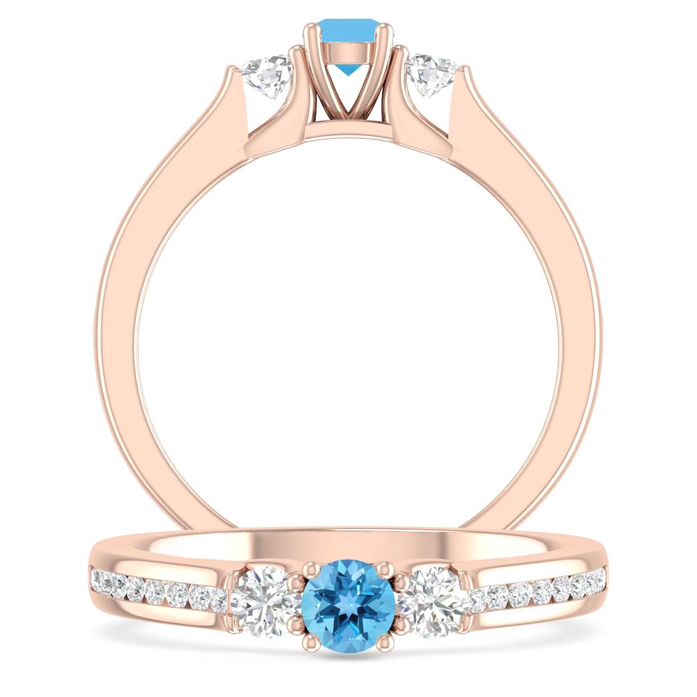 Rose Gold - Blue Topaz