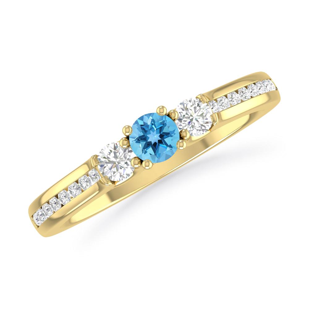 Yellow Gold - Blue Topaz