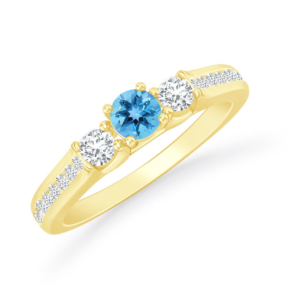 Yellow Gold - Blue Topaz