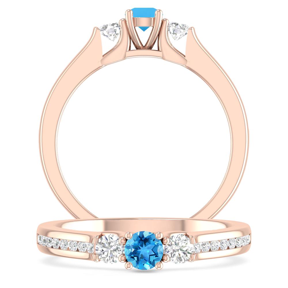 Rose Gold - Blue Topaz