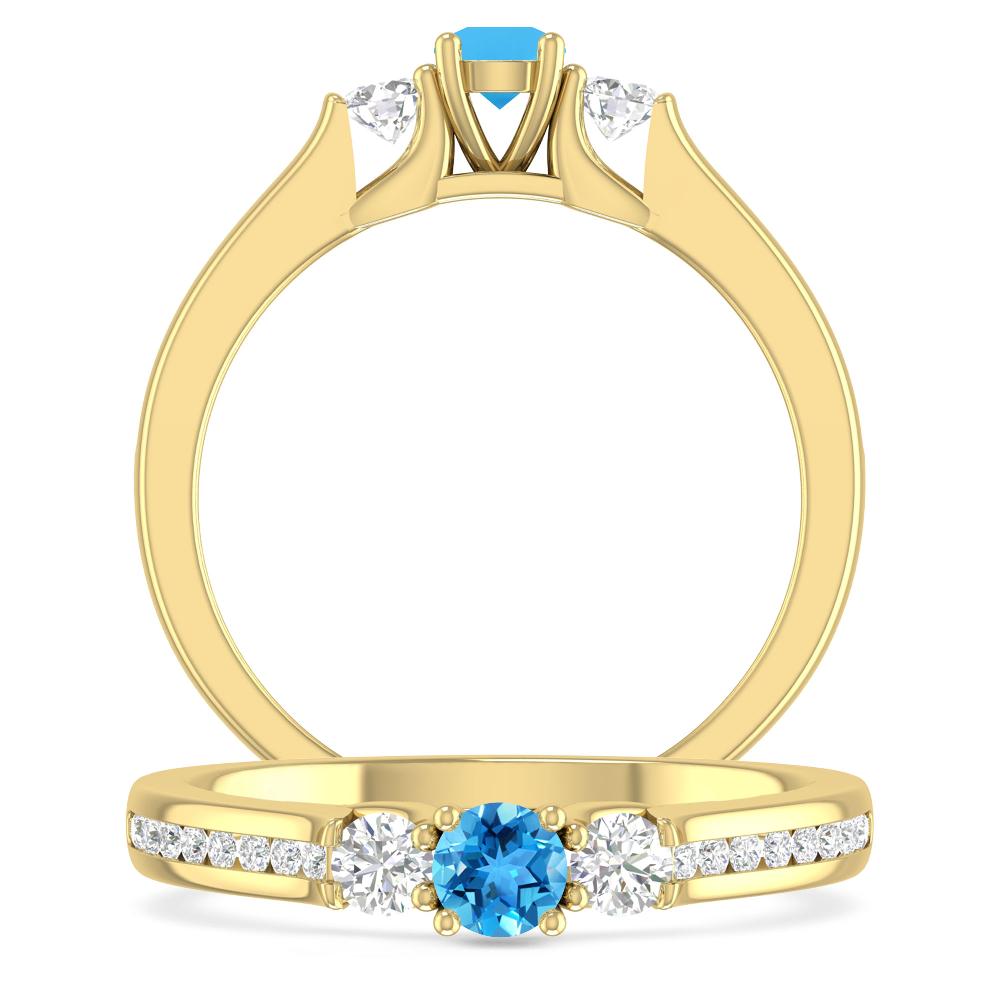 Yellow Gold - Blue Topaz