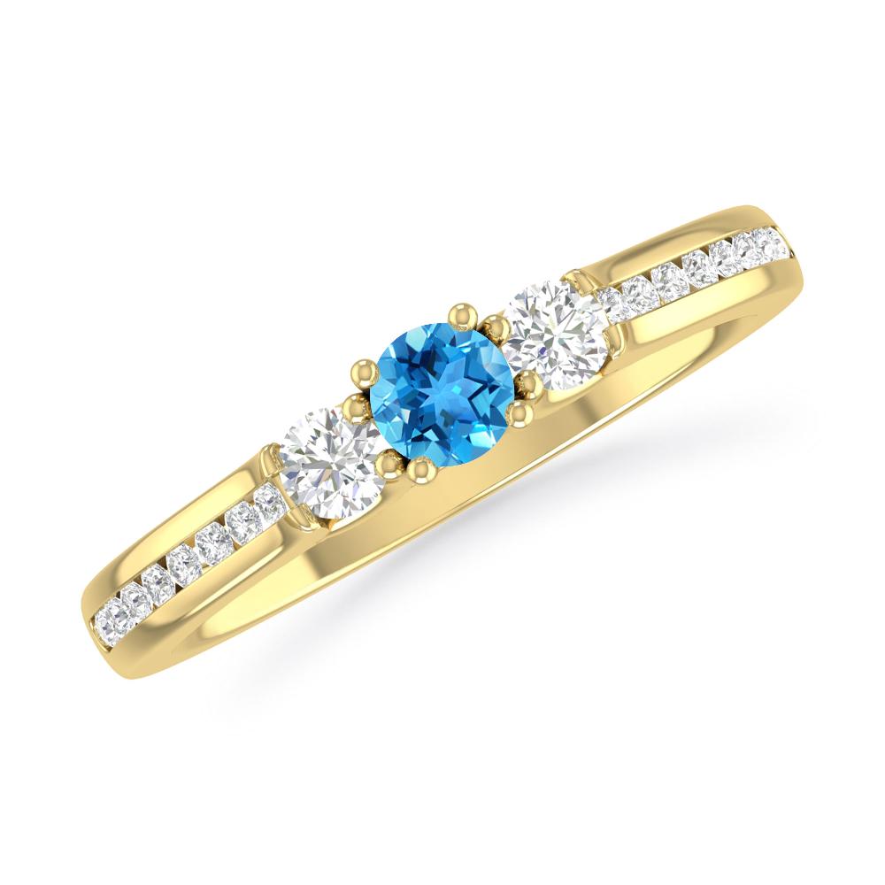 Yellow Gold - Blue Topaz