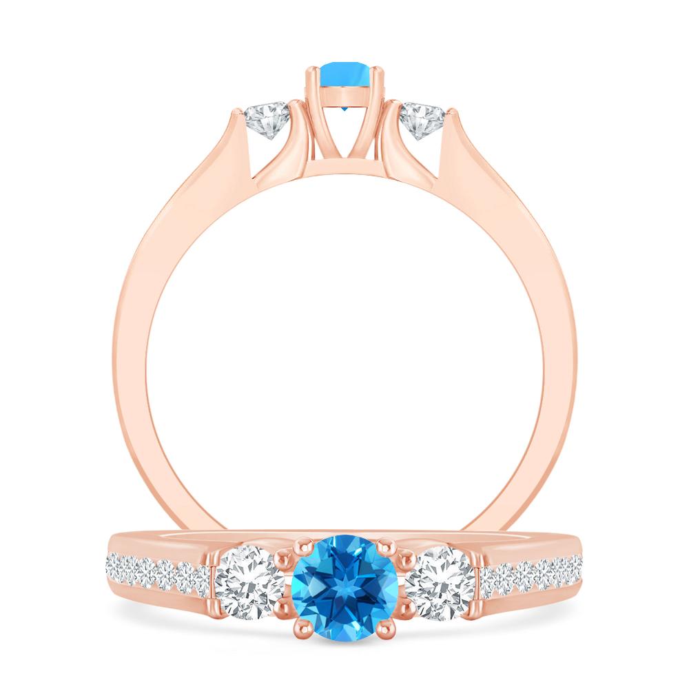 Rose Gold - Blue Topaz