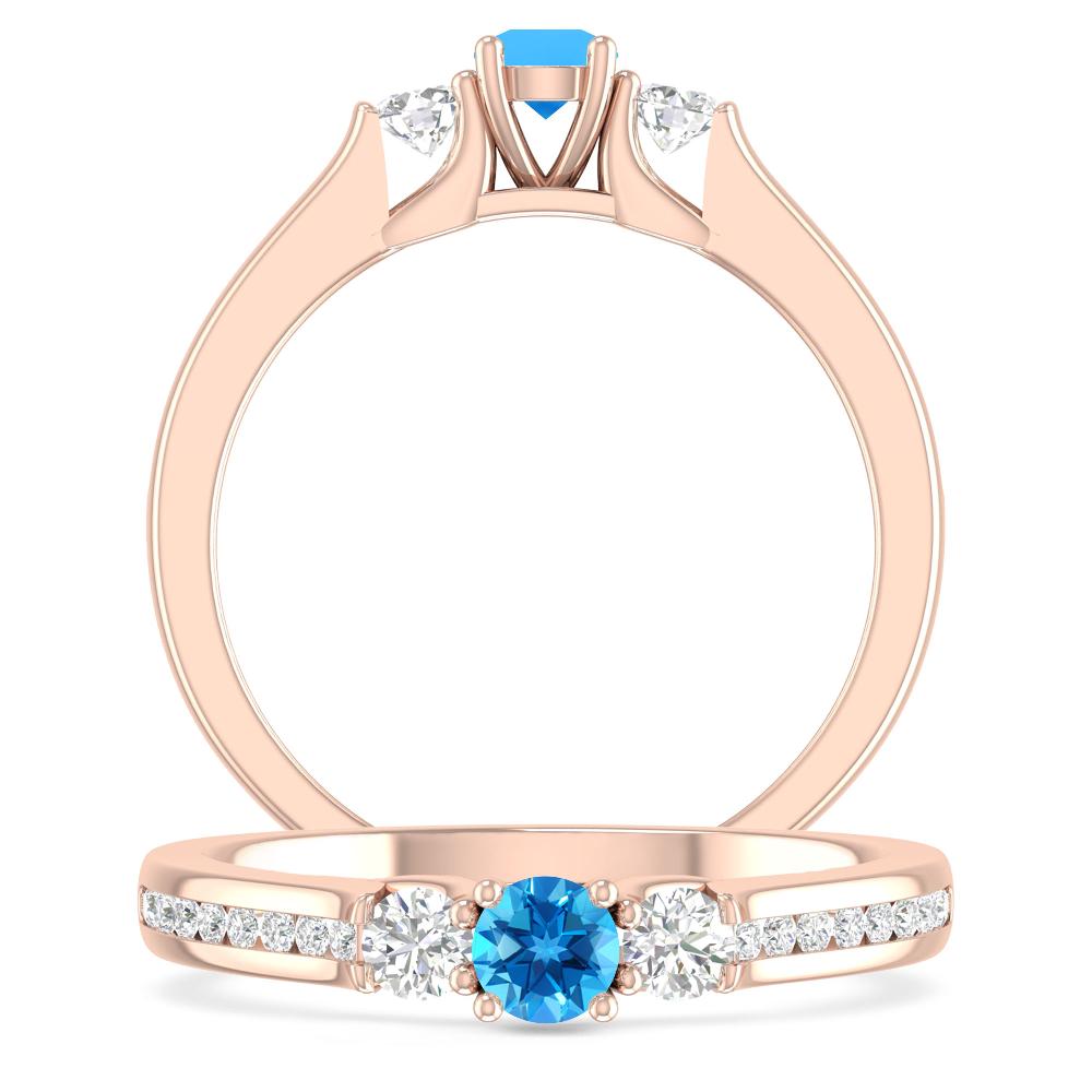 Rose Gold - Blue Topaz