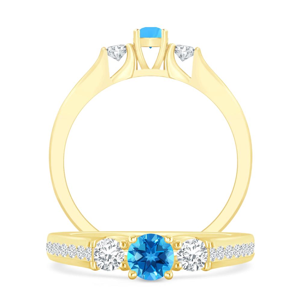 Yellow Gold - Blue Topaz