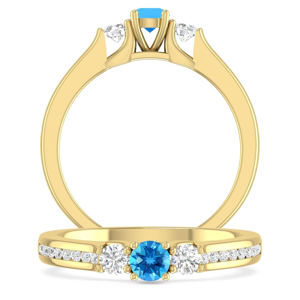 Yellow Gold - Blue Topaz