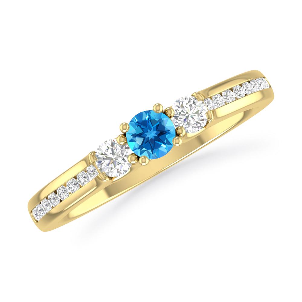 Yellow Gold - Blue Topaz