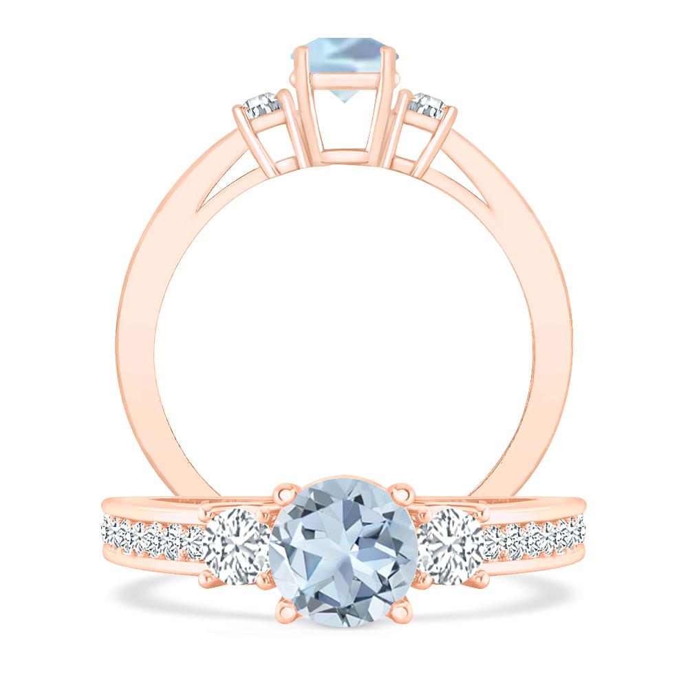 Rose Gold - Aquamarine