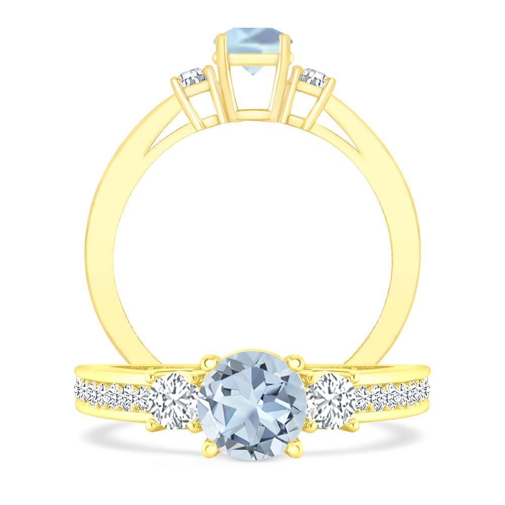 Yellow Gold - Aquamarine