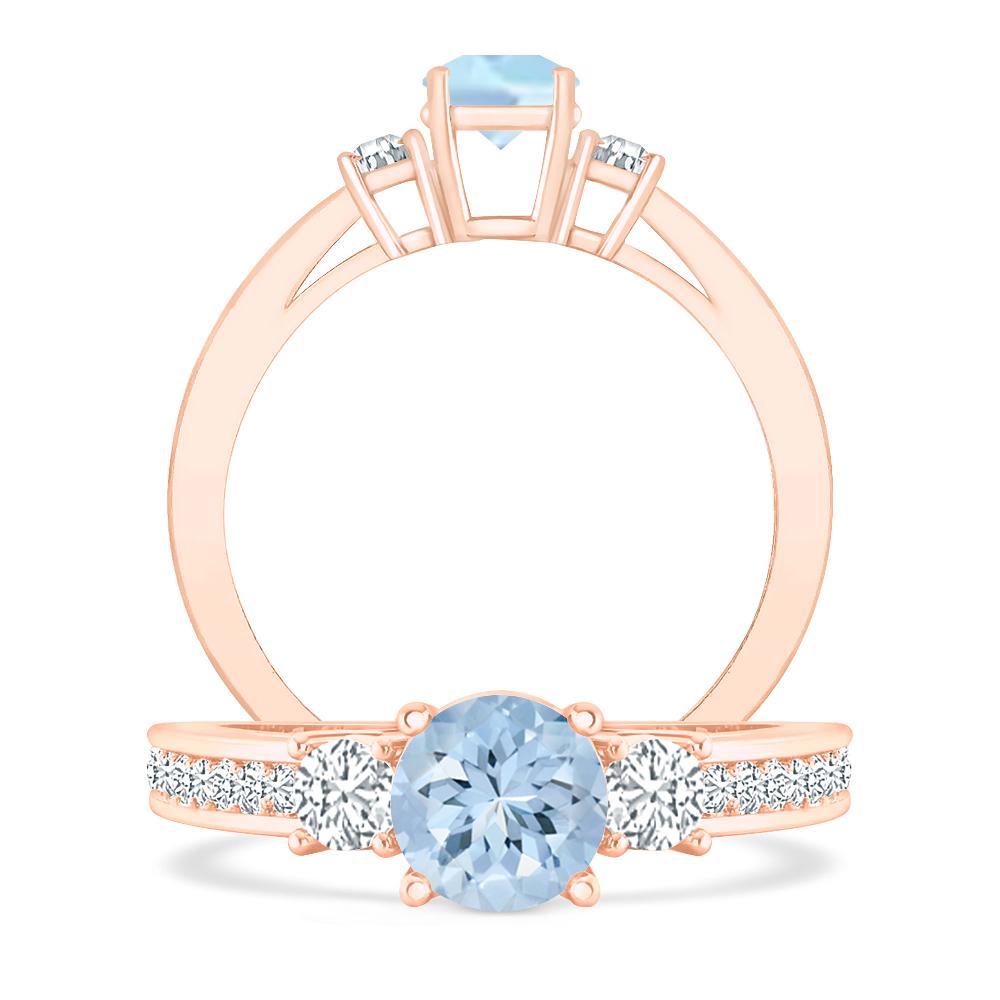 Rose Gold - Aquamarine