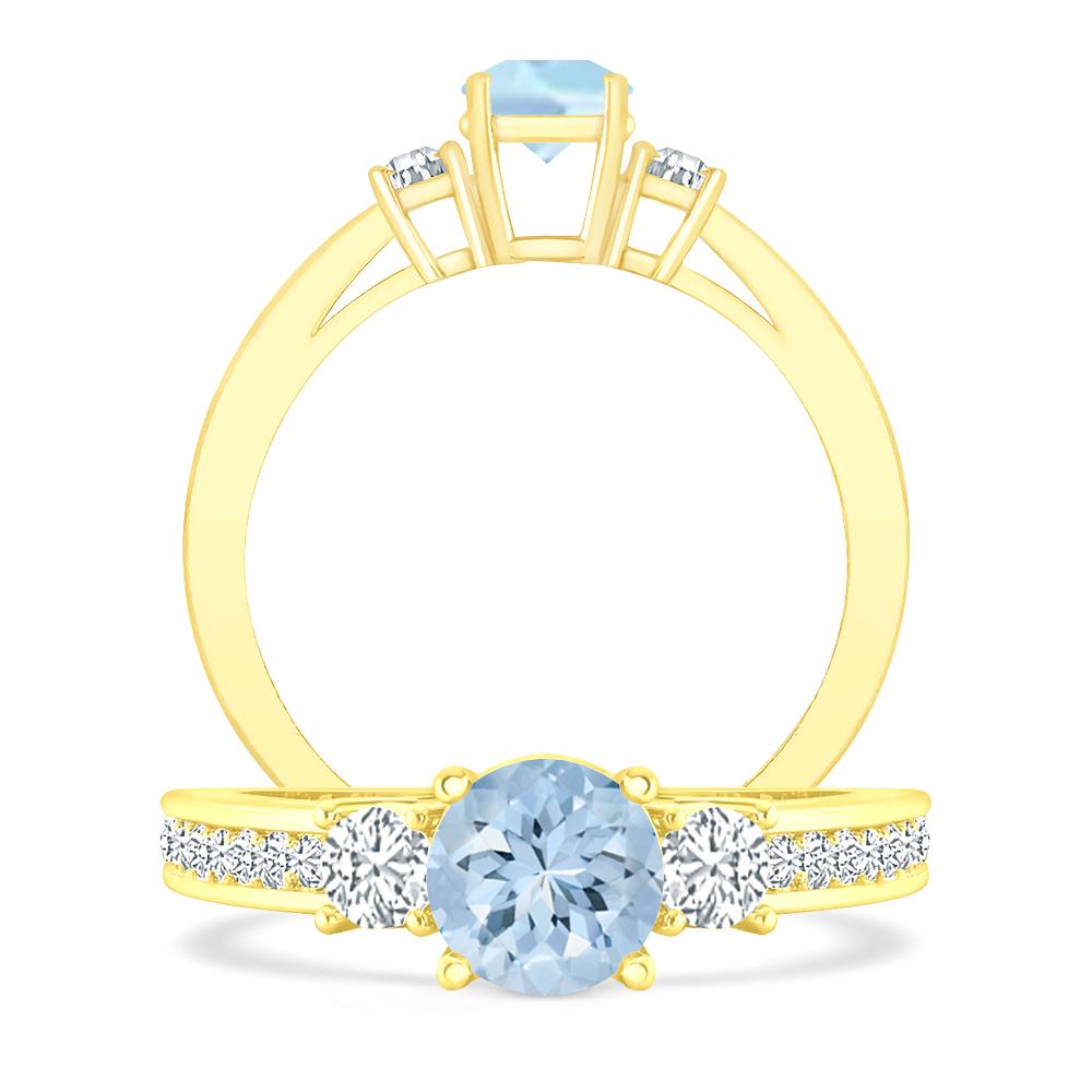 Yellow Gold - Aquamarine