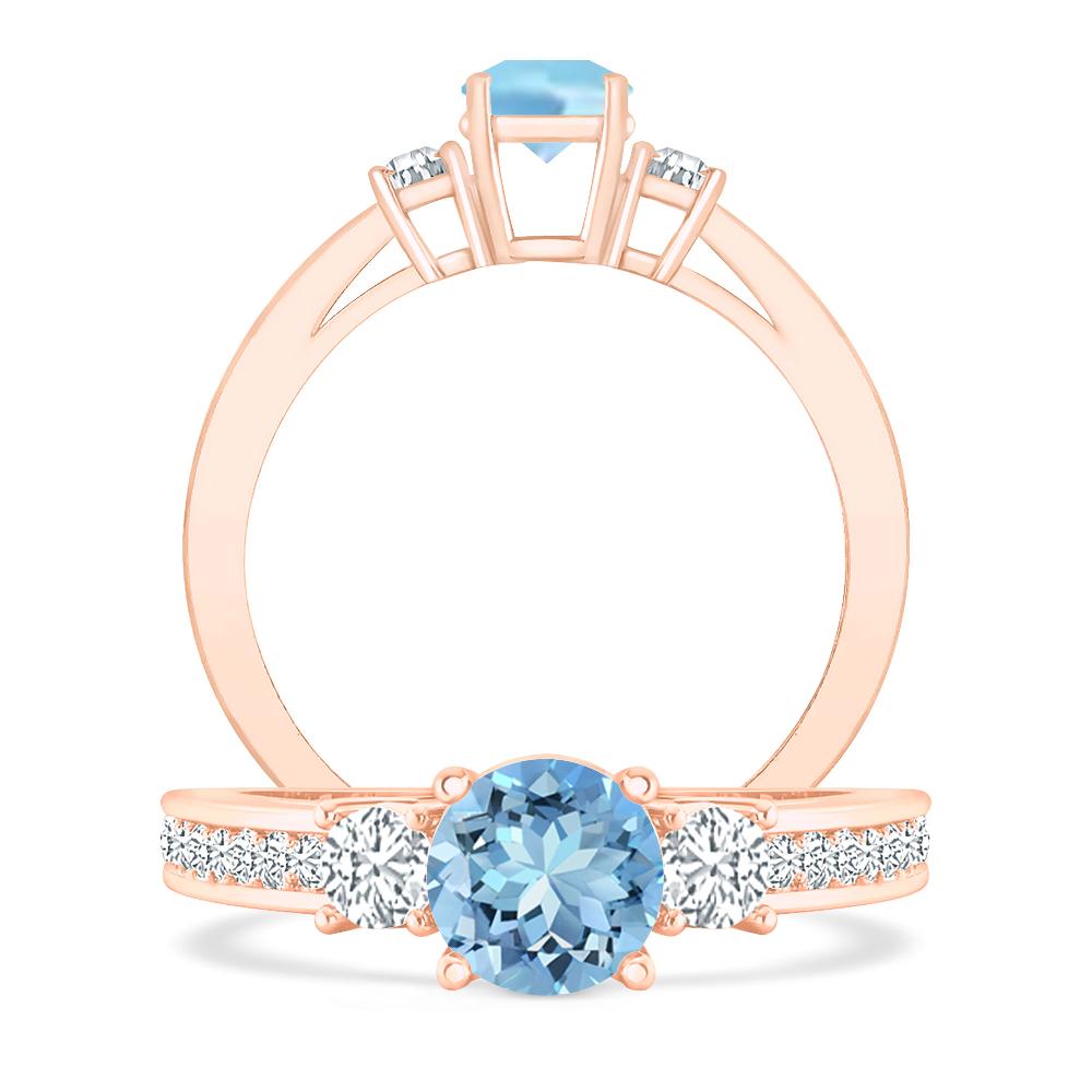 Rose Gold - Aquamarine