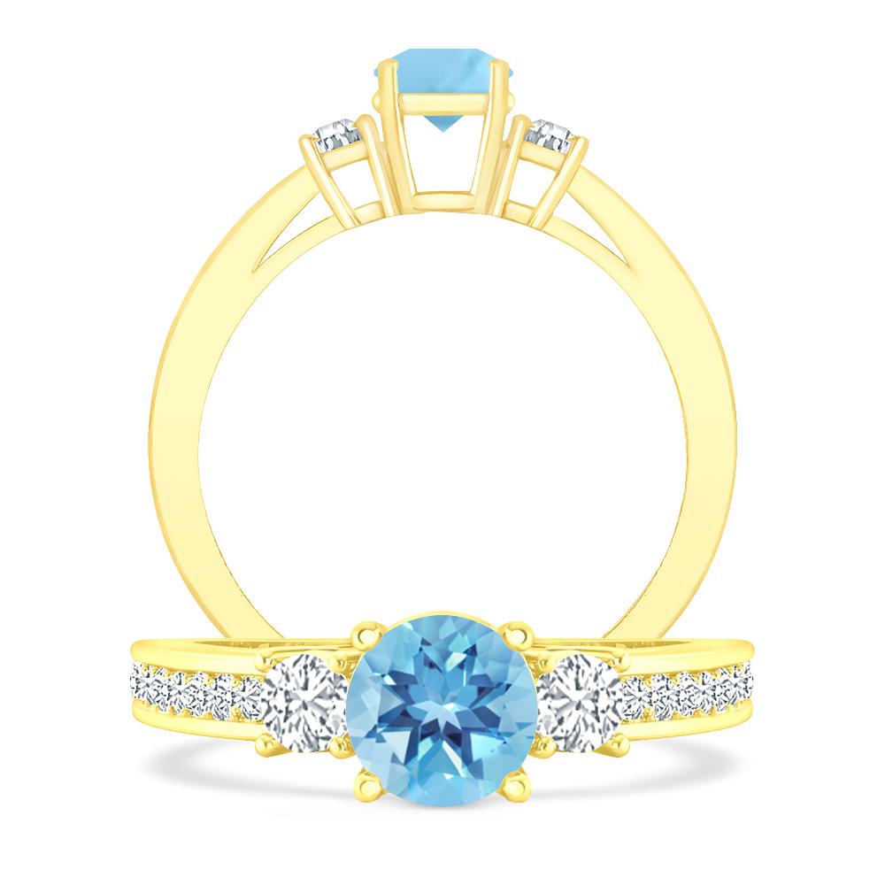 Yellow Gold - Blue Topaz