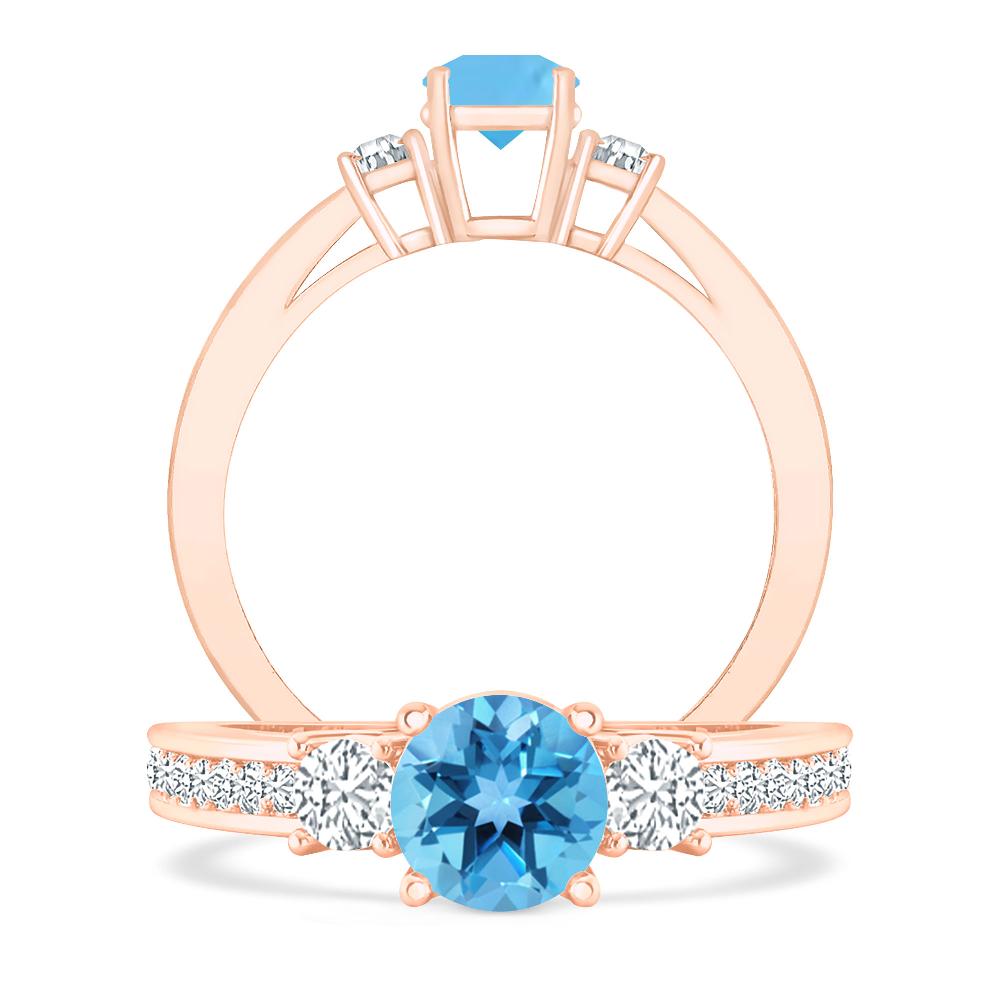 Rose Gold - Blue Topaz