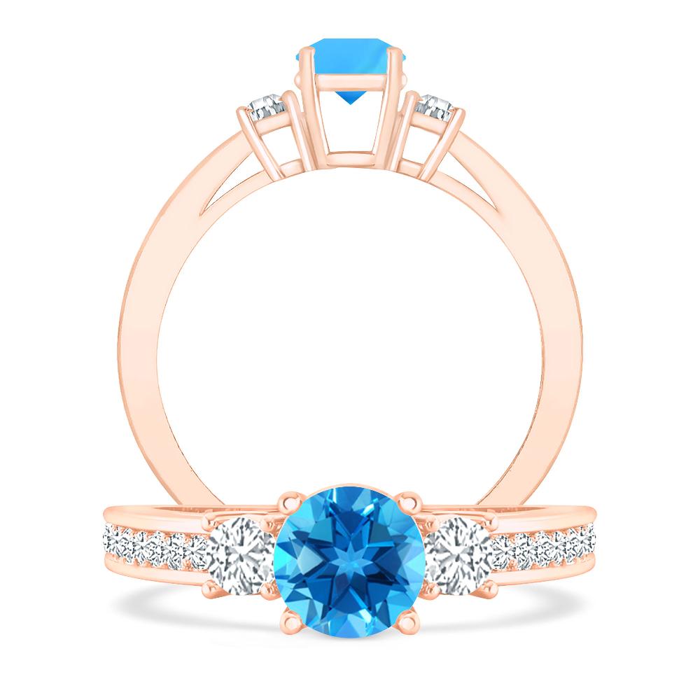 Rose Gold - Blue Topaz