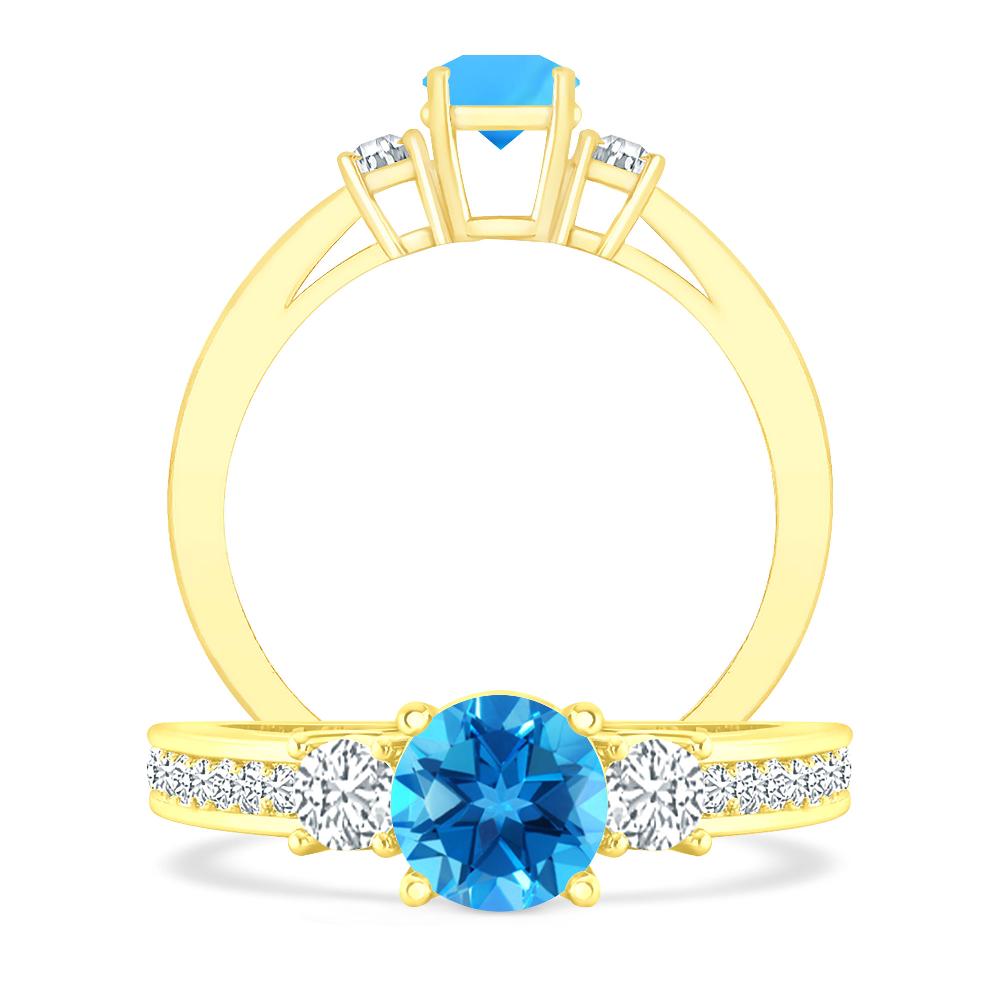 Yellow Gold - Blue Topaz