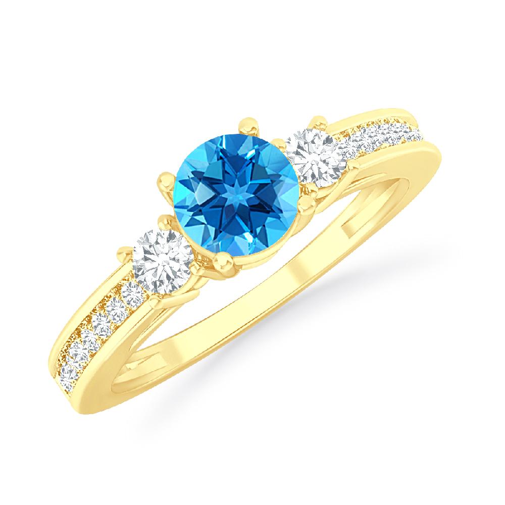 Yellow Gold - Blue Topaz