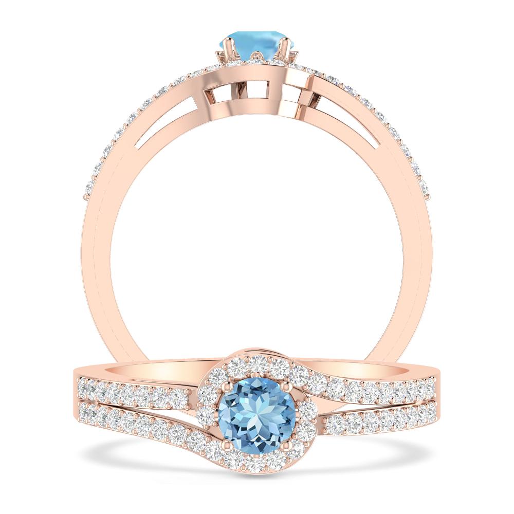 Rose Gold - Aquamarine