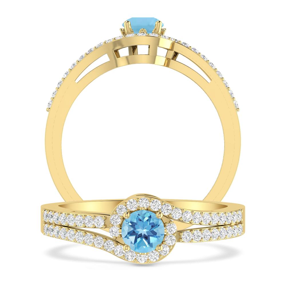 Yellow Gold - Blue Topaz