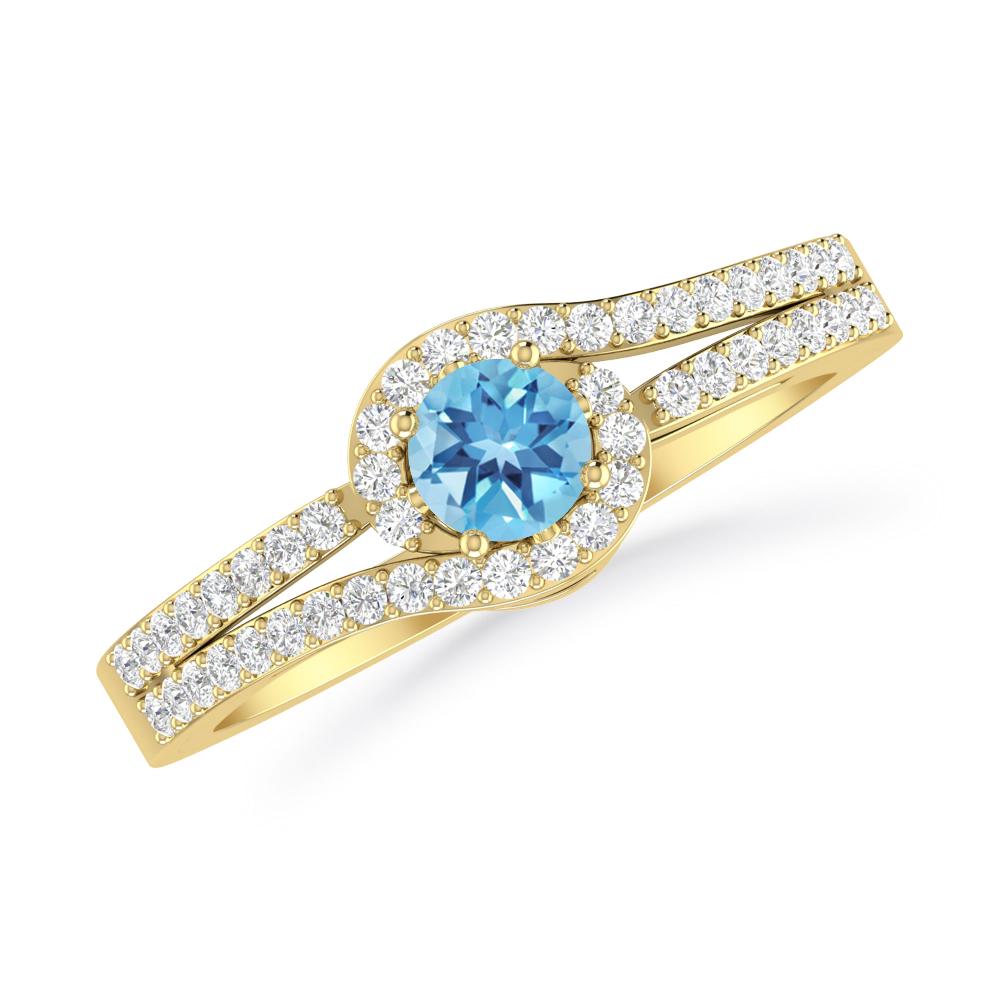 Yellow Gold - Blue Topaz