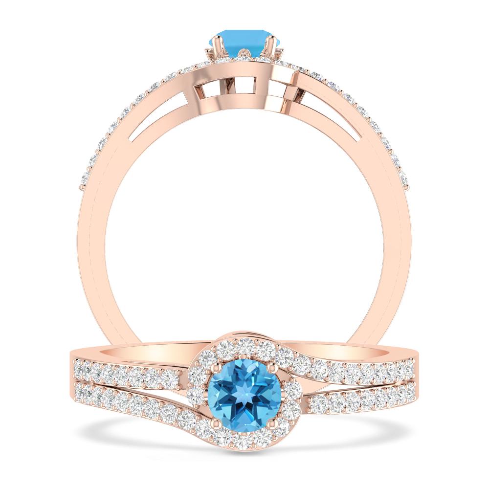 Rose Gold - Blue Topaz