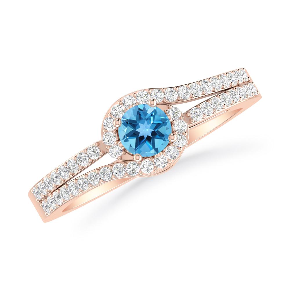 Rose Gold - Blue Topaz