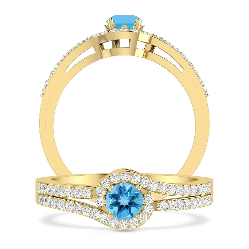 Yellow Gold - Blue Topaz