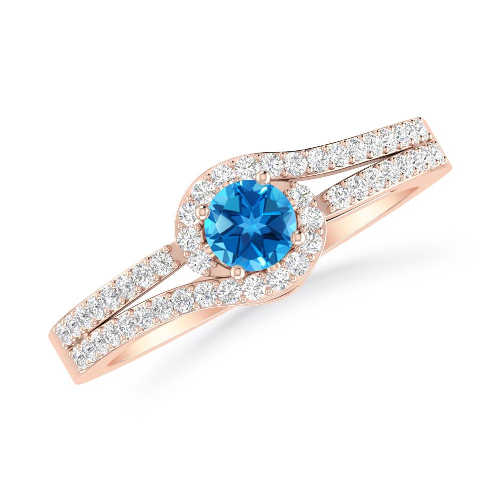 Rose Gold - Blue Topaz