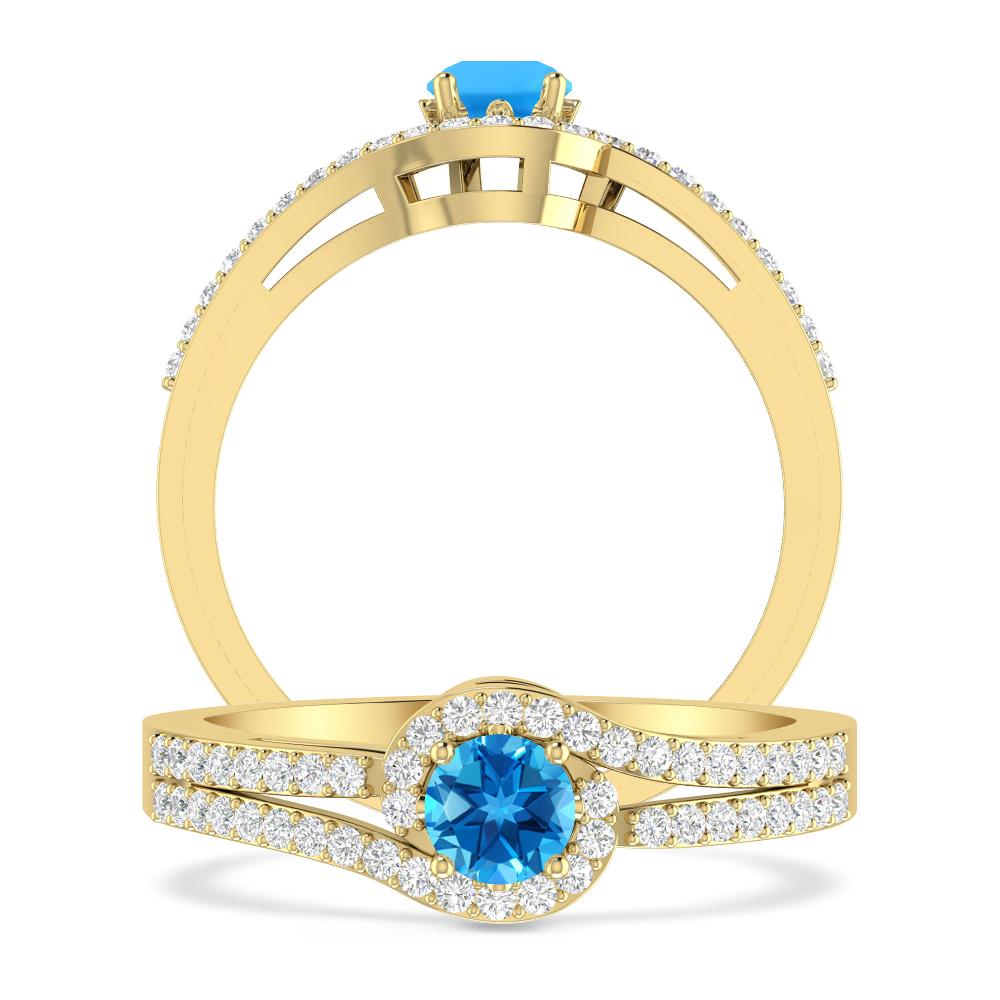 Yellow Gold - Blue Topaz