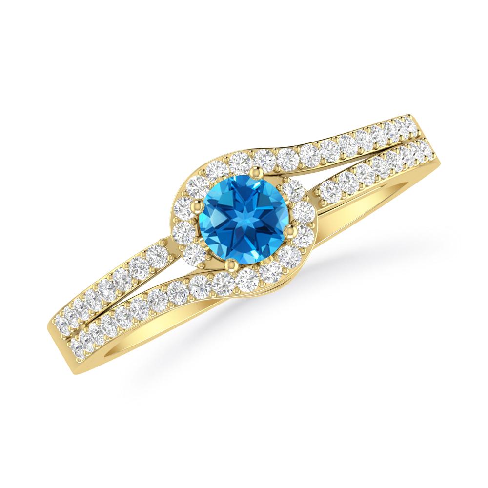 Yellow Gold - Blue Topaz