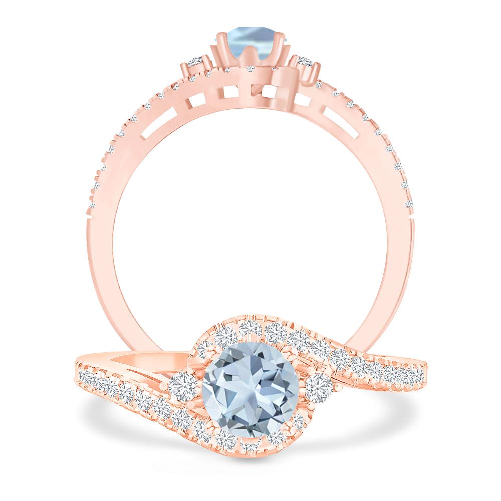 Rose Gold - Aquamarine