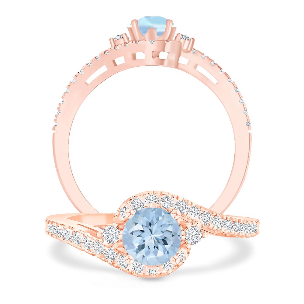 Rose Gold - Aquamarine