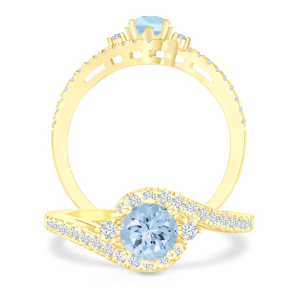 Yellow Gold - Aquamarine