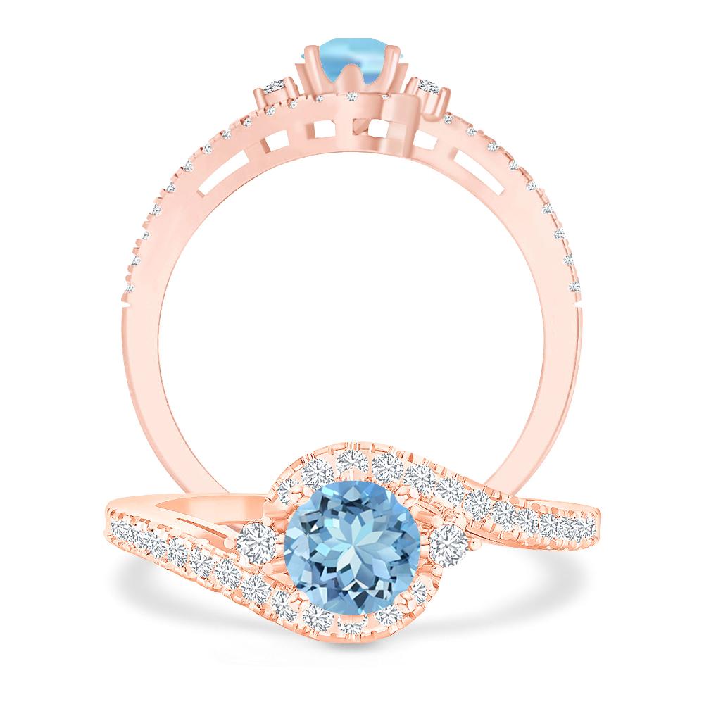 Rose Gold - Aquamarine