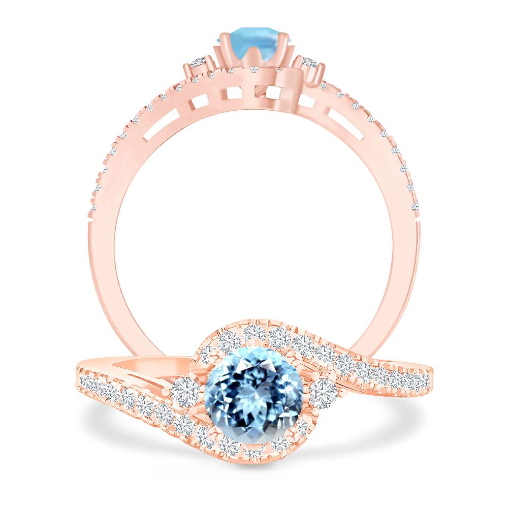 Rose Gold - Aquamarine