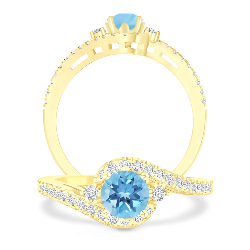 Yellow Gold - Blue Topaz