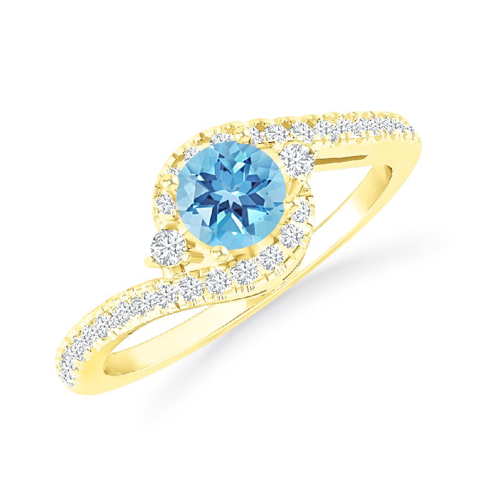 Yellow Gold - Blue Topaz