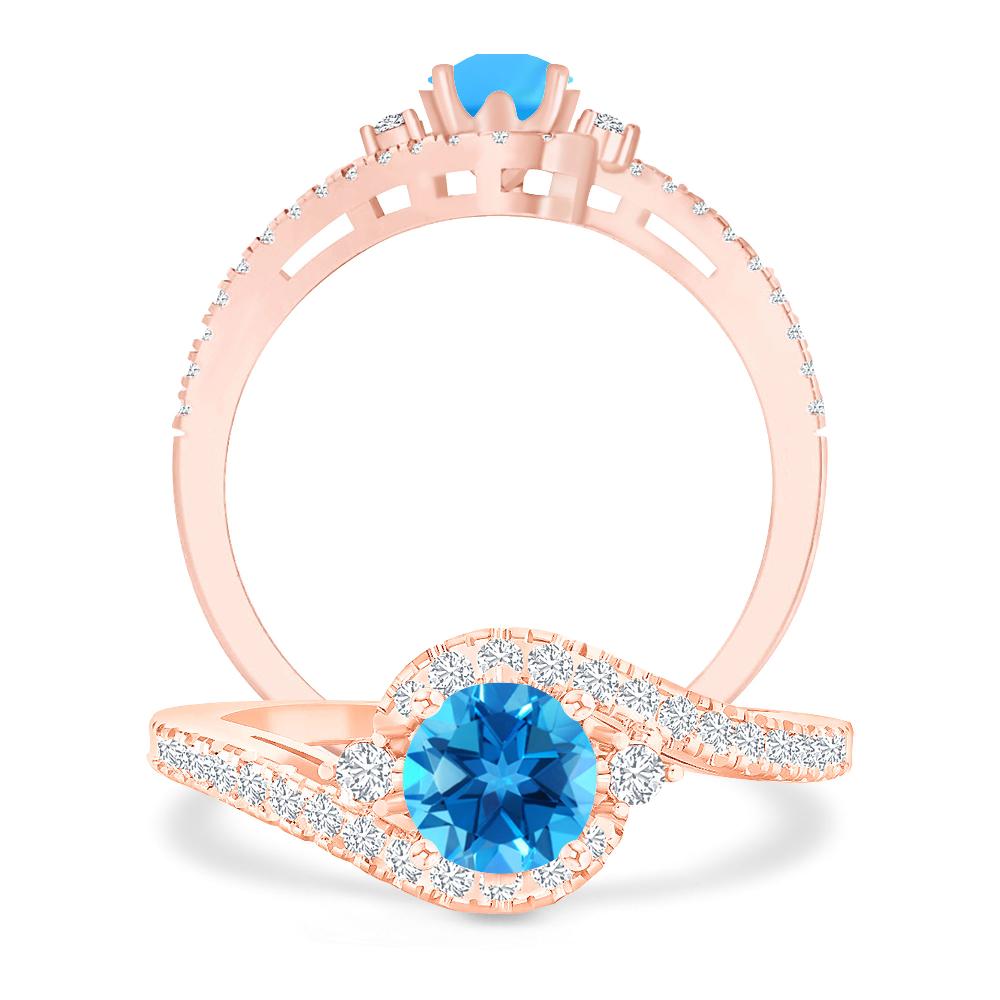 Rose Gold - Blue Topaz