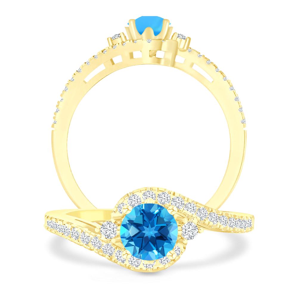 Yellow Gold - Blue Topaz