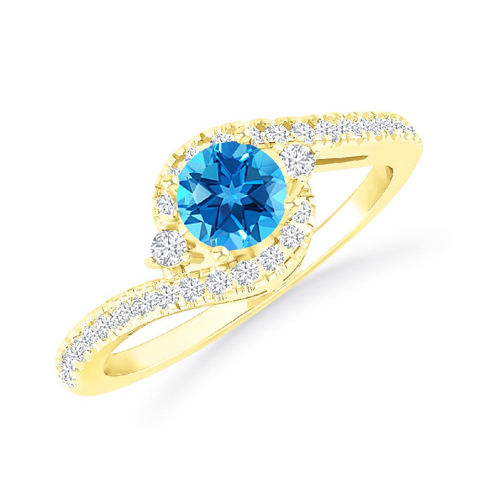 Yellow Gold - Blue Topaz