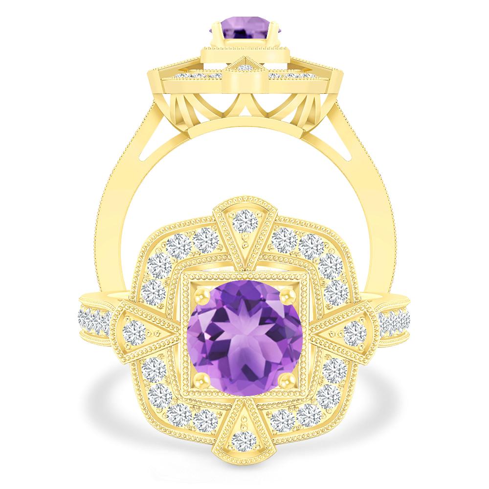 Yellow Gold - Amethyst