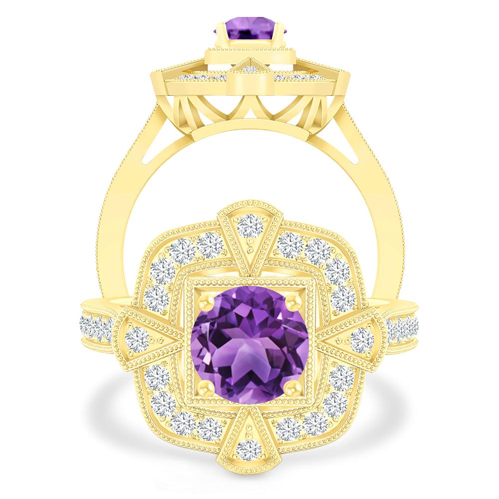 Yellow Gold - Amethyst